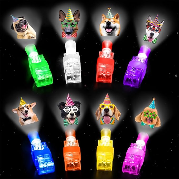 32Pcs Finger Lights Dog Party Supplies Dog Decorations Goodie Bags Stuffers Bulk Toys for Prizes Glow in The Dark Puppy Party Supplies PET Birthday Decorations Gifts