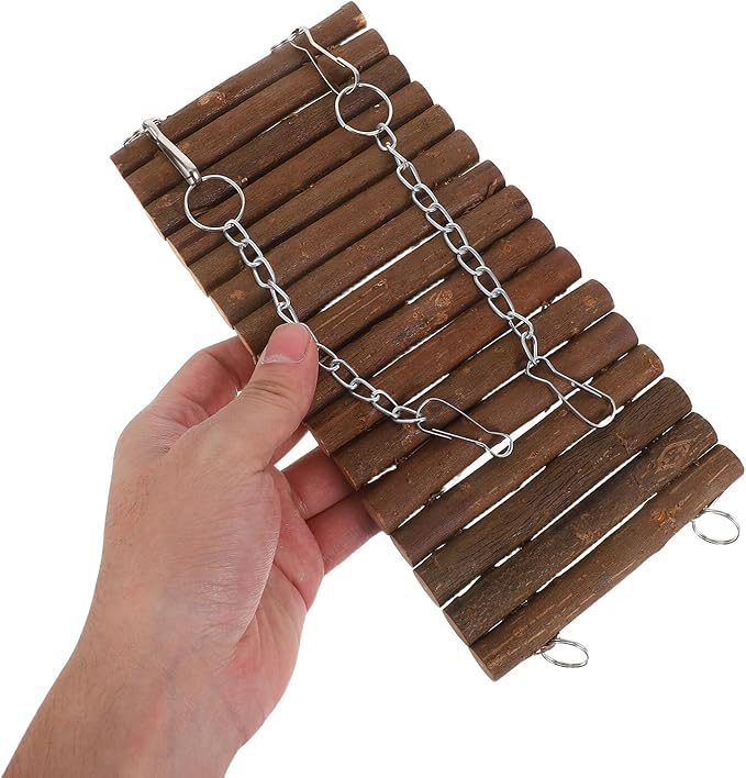 Wooden Parrot Swing Hanging Bird Tunnel with Hook Small Natural Wood Chew Tunnel for Bird Cages Interactive Cage Accessory for Parakeets Cockatiels
