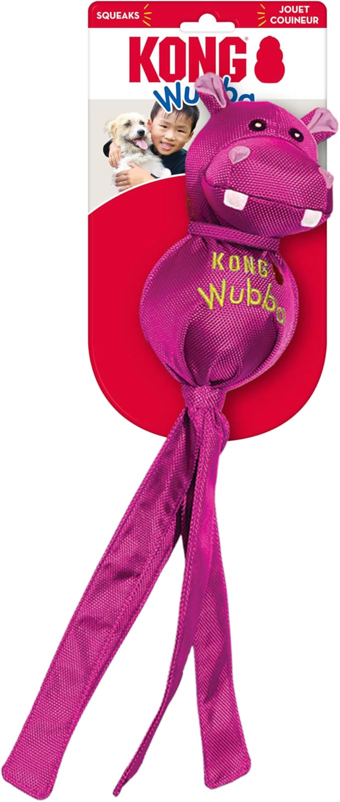 KONG Wubba Friends Ballistic Dog Toy - Durable Interactive Squeaky Toy for Dogs, Assorted Colors/Animals, Ideal for Fetch & Tug-of-War (Extra Large)