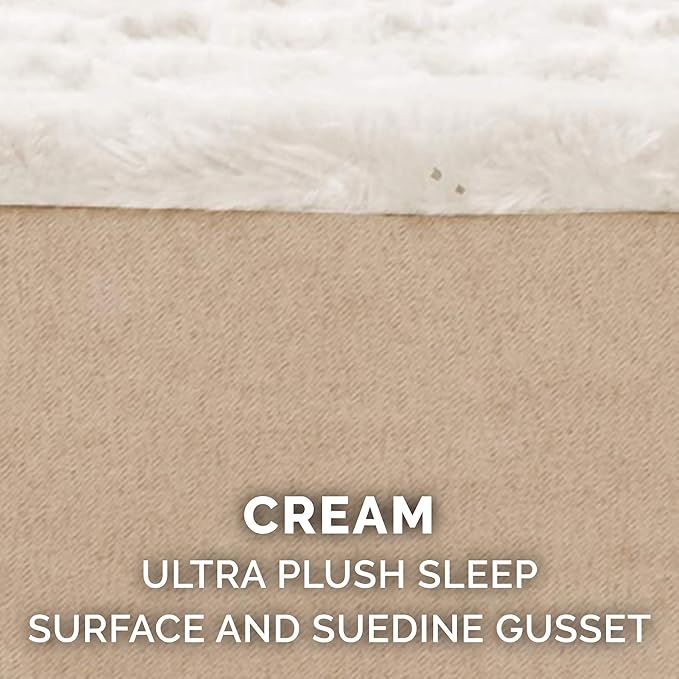 Furhaven Orthopedic Dog Bed for Large Dogs w/ Removable Washable Cover, For Dogs Up to 125 lbs - Ultra Plush Faux Fur & Suede Mattress - Cream, Jumbo Plus/XXL
