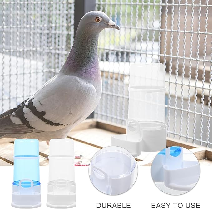 2pcs Automatic Bird Food Feeder and Plastic Hamster Food Dispenser with Waterer for Bird Cages for Parrots and Small Pets Blue