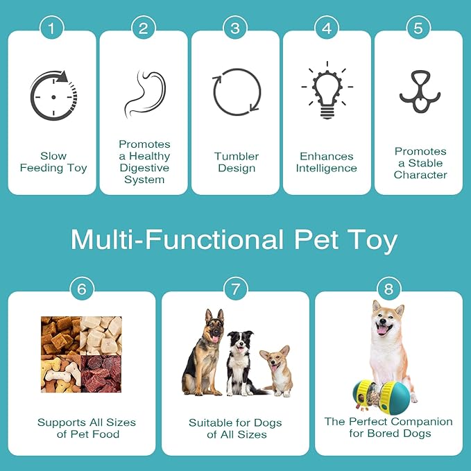 Dog Treat Ball, Adjustable Dispensing Interactive Toys Indestructible Puzzles Feeder Slow Feeding, Pet Cat Enrichment Toys, Dog Interactive Toy for Boredom Intelligence (Green)