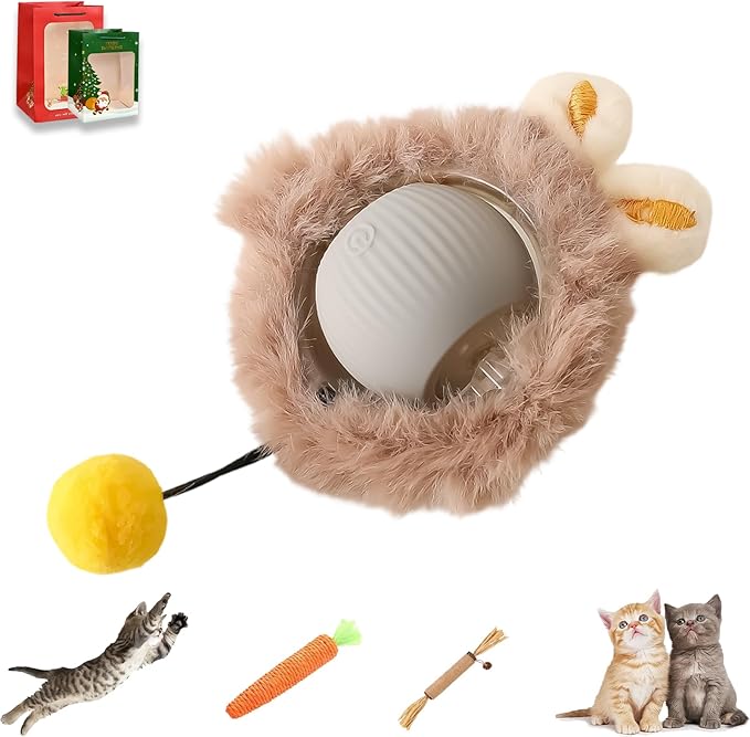 2026 New Generation Interactive Cat Toys Indoor, 360° Smart Automatic Cat Ball Three Modes with Long-Lasting Durability, for All Cats & Dogs (Gray, No Wake F)