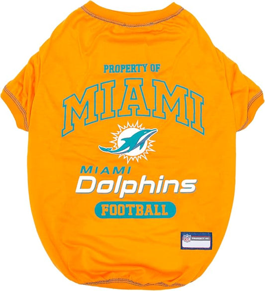 NFL Miami Dolphins Dog T-Shirt for Pets, Size Medium. Officially Licensed Pet Shirt with Team Logo, Soft Stretchable Comfort Fit Apparel for Dogs & Cats