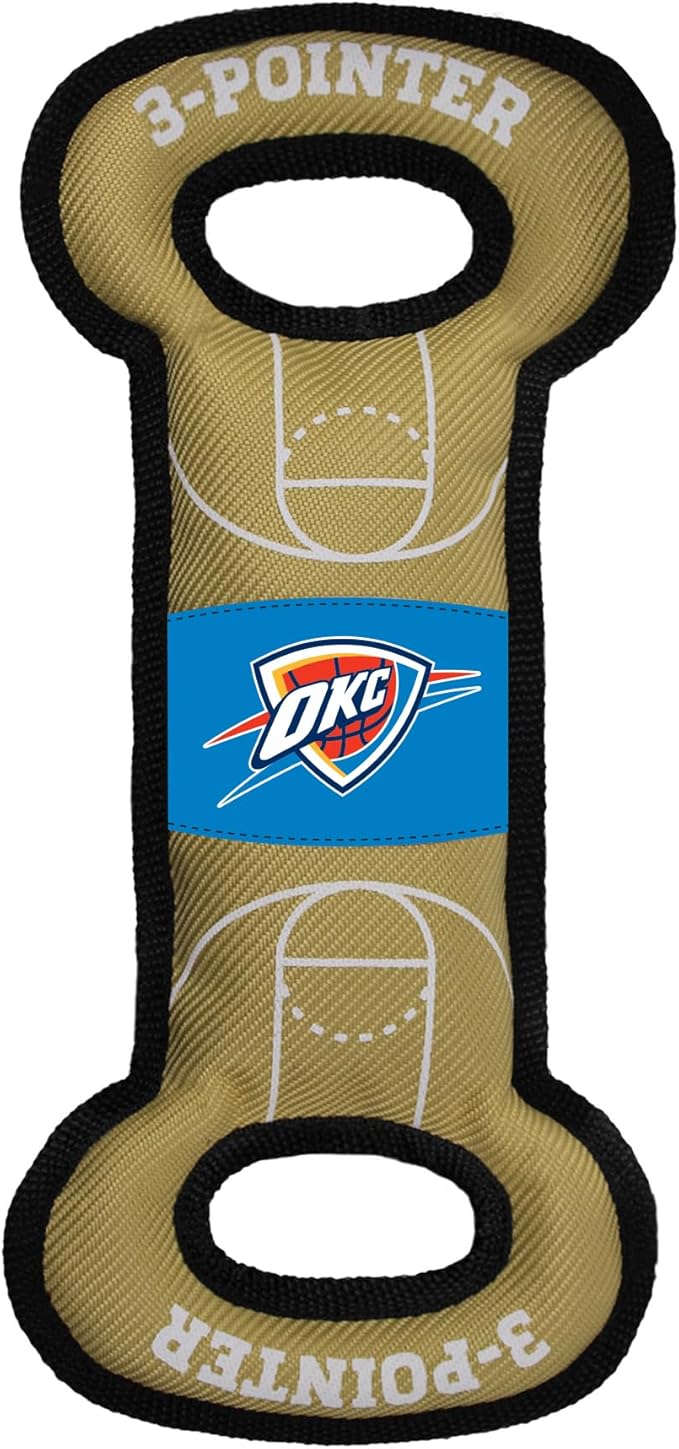 Pets First NBA Oklahoma City Thunder Field Toy. - Tough Nylon Pet Toy with Double Trim Stitching & Inner Squeaker, One Size