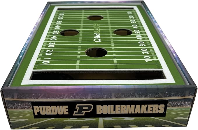Pets First NCAA Purdue Boilermakers Cat Scratcher Box, Game Day Cat Toy, NCAA Football Field Designed Cat Scratcher and Lounge, Stimulating Cat Game