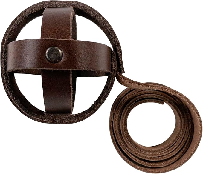 TACO DOG, Interactive Ball Toy with Strap for Cats, Chasing Pet Toy, Indoor Pet Accessories, Thick Full Grain Leather, Handmade, Bourbon Brown