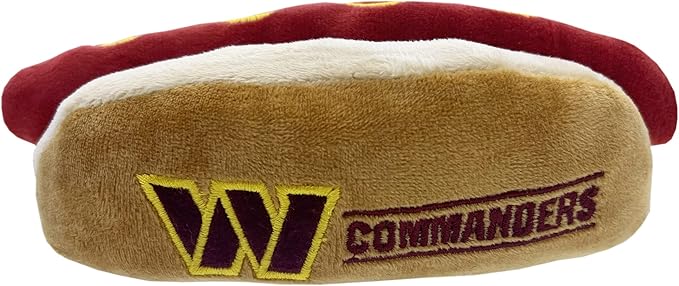 NFL Washington Commanders HOT Dog Plush Dog & CAT Squeak Toy - Cutest HOT-Dog Snack Plush Toy for Dogs & Cats with Inner Squeaker & Beautiful Football Team Name/Logo