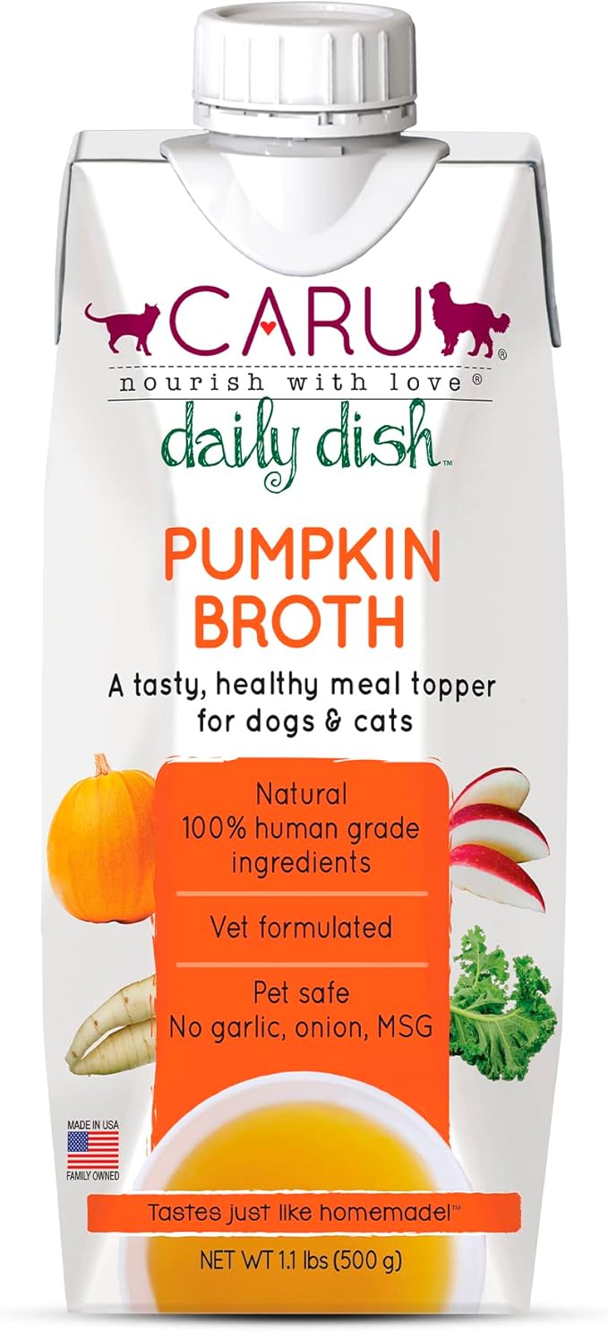 Caru - Daily Dish Pumpkin Broth Meal Topper for Dogs & Cats - Savory Pour-Over Broth - 1.1 lbs. (Pack of 2)