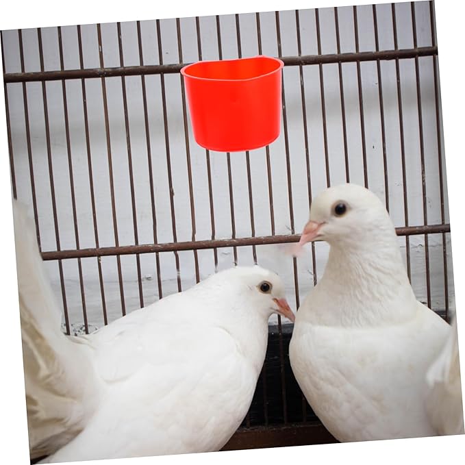 Toyvian 4pcs Hanging Cage Bowls for Small Animals Thickened Plastic Feeding Cups for Birds Rabbits and More Convenient Hanging Design Easy Installation Red
