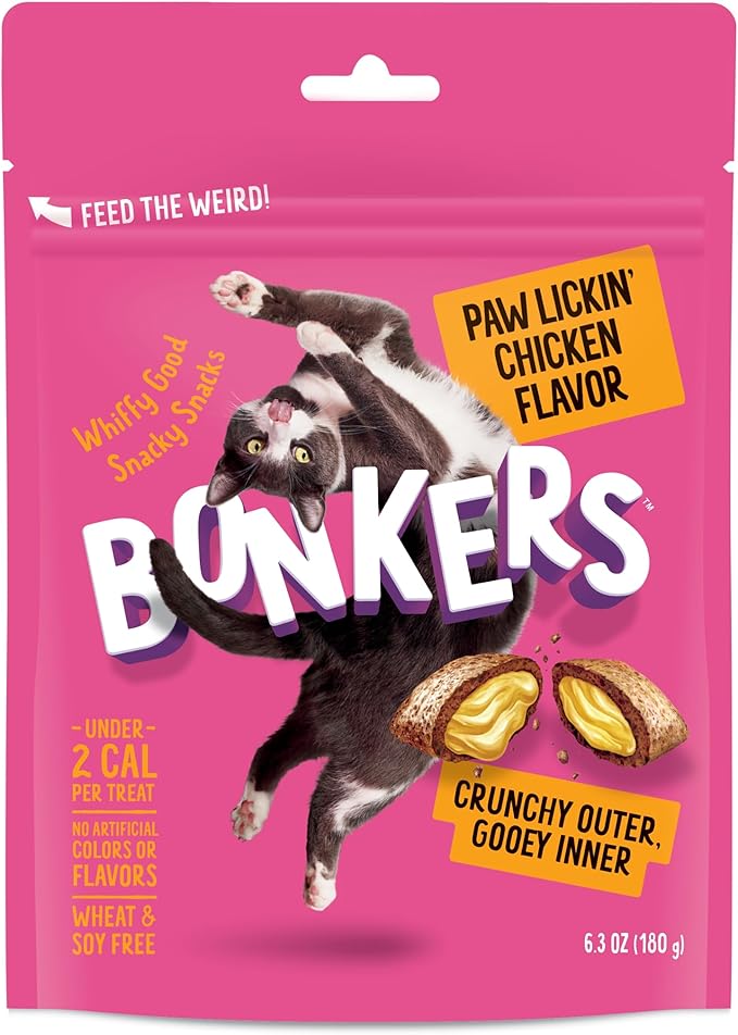 Bonkers Cat Treats Paw Lickin' Chicken Flavor 6.3 OZ / 180 G (5 Pack)