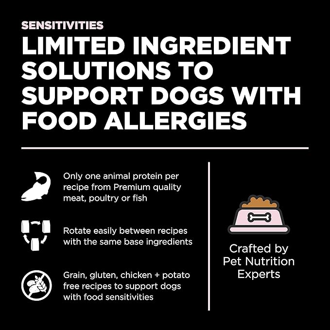 Go! Solutions Sensitivities Limited Ingredient Small Bites Salmon Grain-Free Dry Dog Food, Tiny Kibble for Little Breeds, Chicken-Free for Sensitive Stomachs, for Puppies, Adults, Seniors, 6 lb Bag