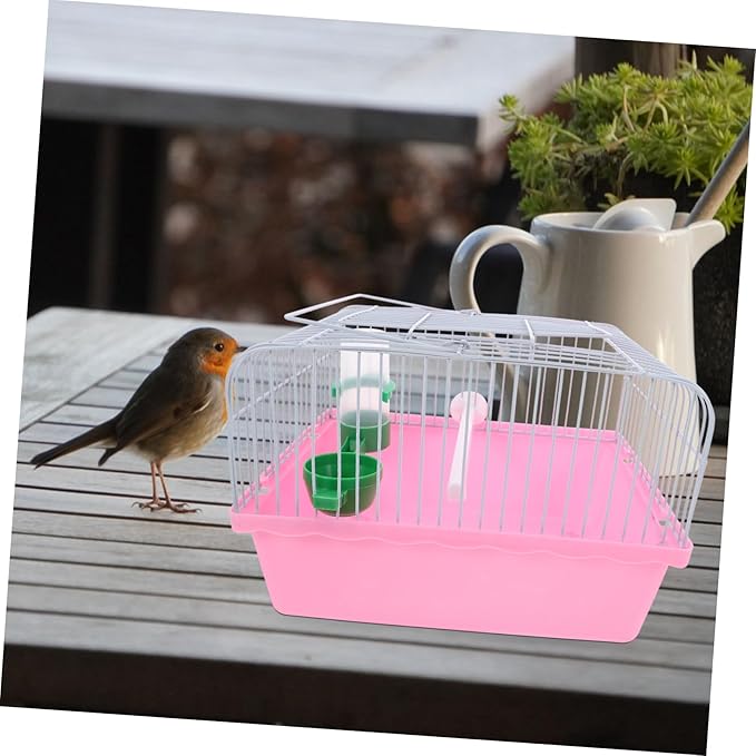Milisten Portable Bird Cage for Birds Spacious Metal Carrier with Food Tray Water Dispenser for Parrots Lovebirds Comfortable Travel for Pet Birds