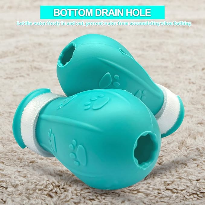 4PCS Cat Paw Protector Shoes, Adjustable Silicone Cat Shower Feet Cover for Home Pet Hospital Bathing Nail Trimming Treatment (Blue)