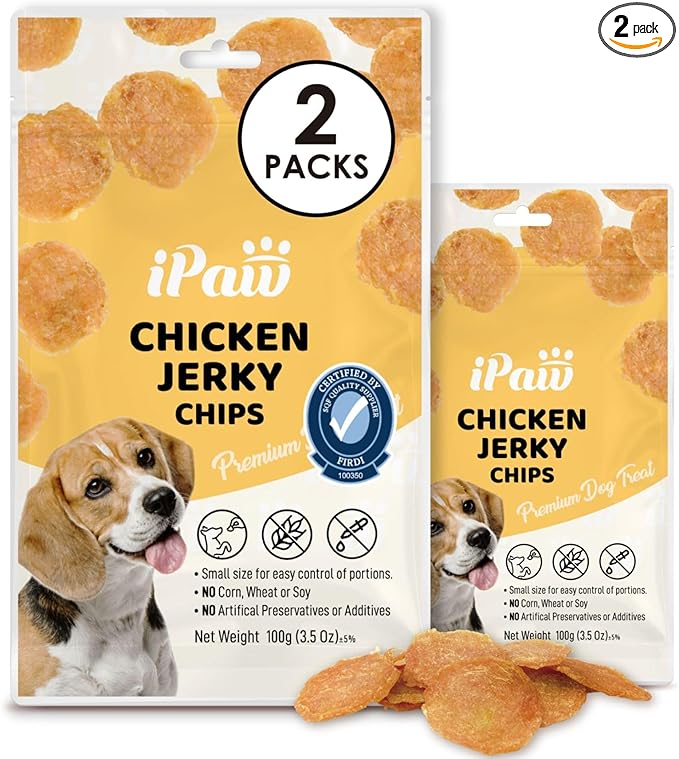 iPaw 2 Saver Combo Chicken Chips Dog Treats for Puppy Training, All Natural Human Grade Dog Treat, Hypoallergenic, Easy to Digest (Chicken Chips), 2 Packs