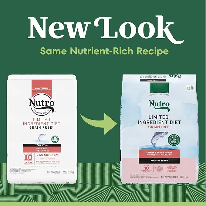 Nutro Limited Ingredient Diet Dry Dog Food, Adult Dog Food Dry Salmon & Lentils Recipe, 22 lbs.