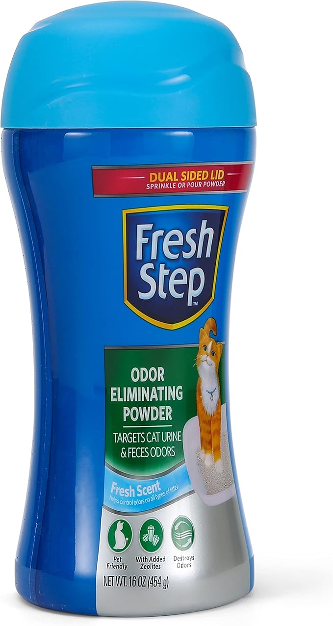Fresh Step Odor Eliminating Powder, Litter Box | For Cat Litter | Neutralizing Formula | 16 Ounces | Pack of 2