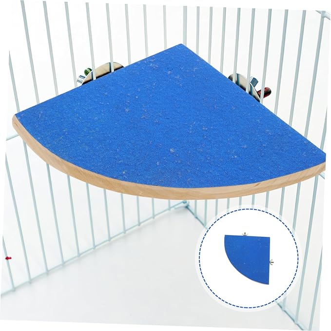 Fan Shape Frosted Wooden Pet Cage Platform for Small Animals Decoration for Hamsters Parrots Squirrels and Gerbils Durable Chew Design Random Color