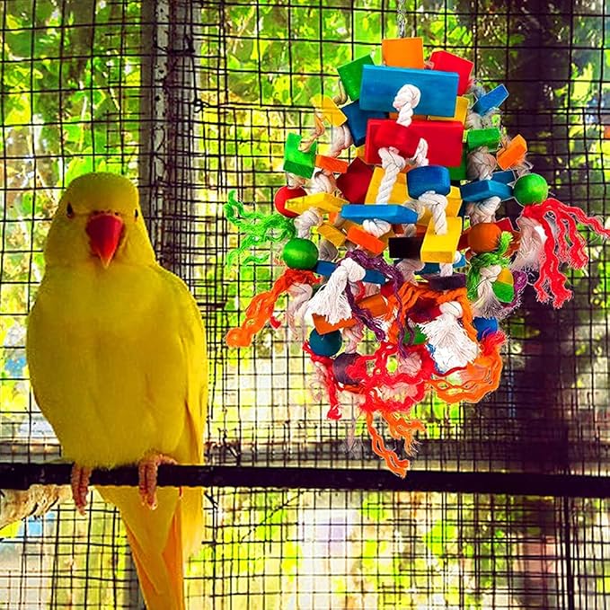 Rypet Bird Chewing Toy - Parrot Cage Bite Toys Wooden Block Bird Parrot Toys for Small and Medium Parrots and Birds