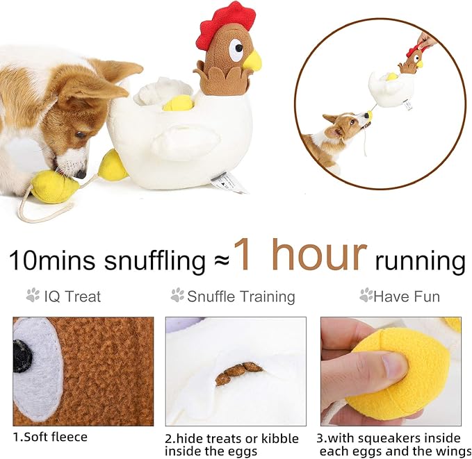 Pet Snuffle Mat for Dogs Cats Boredom, Dog Educational Sound Toys, Interactive Feed Game Toys, Encourages Natural Foraging Skills for Cats Dogs, Stress Relief, be Smarter (Hen Lay Eggs)
