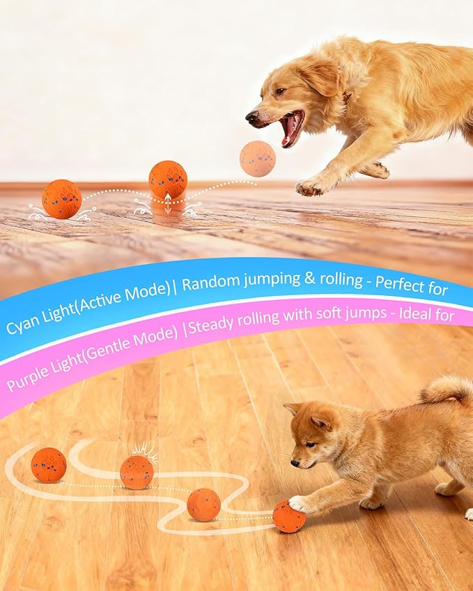 Interactive Dog Toys & Interactive Dog Ball for Medium/Large Dogs: Self-Moving, Auto-Vibrating & Bouncing Smart Ball - Chew-Resistant E-TPU, Low-Noise & IPX7 Waterproof