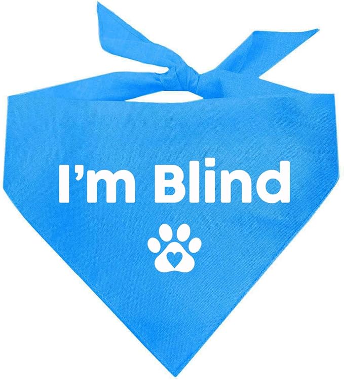 I'm Blind Dog Bandana | 100% Adjustable Cotton Triangle | Made in USA | Deaf | Impaired | Hearing Loss Accessory | Warning | (Turquoise, XS 413)