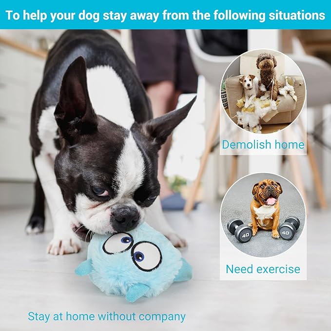 LESYPET Dog Toy Interactive Squeaky Toys for Puppy and Cats - Stuffed Monster Toy Ball for Small, Medium, Large Dogs, Plush Puppy Chewy Toys for Playing, Blue