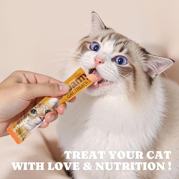 Lickable Cat Treats, High Moisture Hydrating Creamy Puree Squeeze Tubes, Variety Pack, 48 Tubes 0.5oz, Grain-Free, Omega Oils & Vitamin E, Skin & Coat Health, Digestive and Immune Support