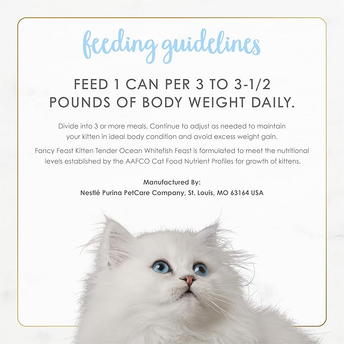 Fancy Feast Purina Tender Ocean Whitefish Feast Wet Kitten Food - 3 oz. Cans (Pack of 48)