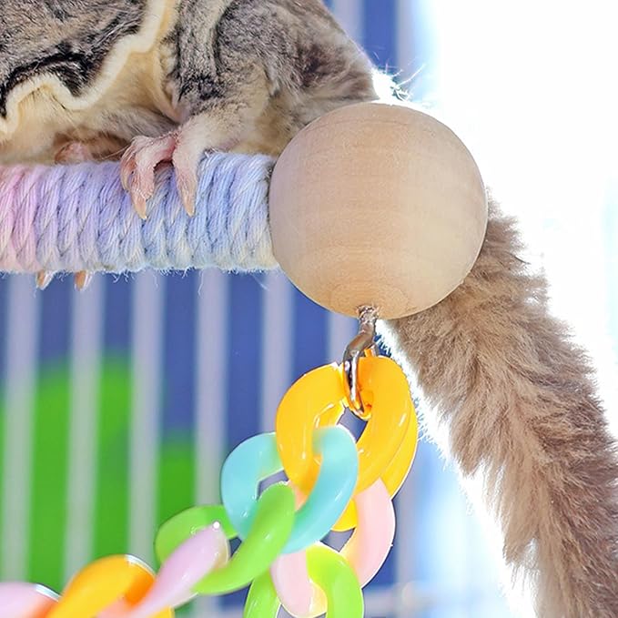 Bird Cage Swing | Small Pet Cage Wooden Swing Toy | Gerbil Exercise Climbing Toy,for Ferret Hamster Guinea Small Animal Gerbil Hedgehog Parakeet Cockatiel Conure