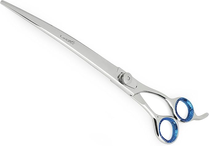 Laazar Pro Pet Grooming Scissors, Premium Steel Dog Grooming Shears with Blue Handles, Long-Lasting Sharp Blades (Curved, 8 Inches)