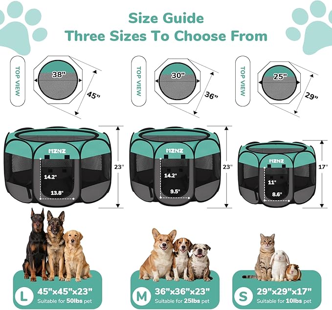 Dog Playpen, Portable Puppy Pet Crate Indoors for Small/Medium/Large Dogs Cats Rabbits, Foldable Dog Cage Enclosure for Outdoor, Pop Up Dogs Tent Kennel with Carrying Case, Blue