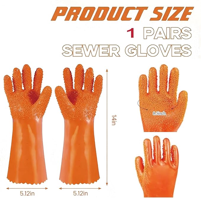 YOFANG 14" Long Pet Grooming Gloves for Washing & Hair Removal,Waterproof Rubber Cat Bite-Proof Brush Gloves,Dog Bath Glove with Soft 3500+ Particles Massage,Orange