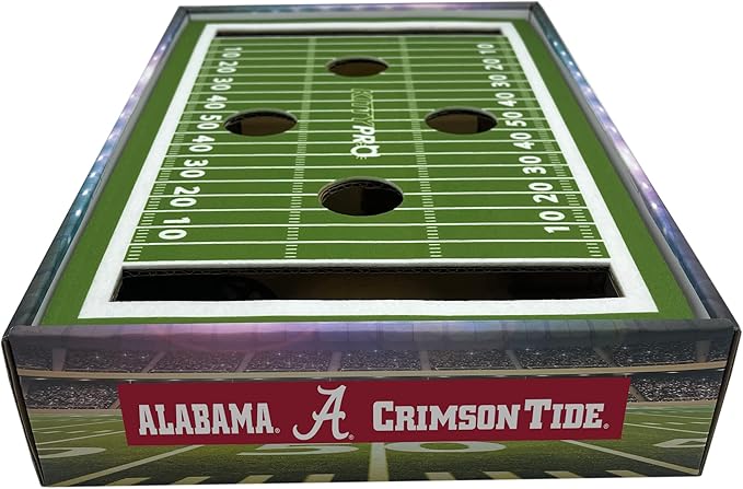 Pets First NCAA Alabama Crimson Tide Cat Scratcher Box, Game Day Cat Toy, NCAA Football Field Designed Cat Scratcher & Lounge, Stimulating Cat Game, AL-5028