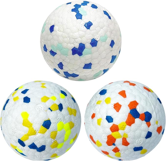 3Pack Dog Ball Toys Indestructible Dog Ball Float On Water Fetch Bouncy Durable Solid Rubber Ball for Puppy Small and Medium Dogs Playing Toys (3Pcs-2.55'')