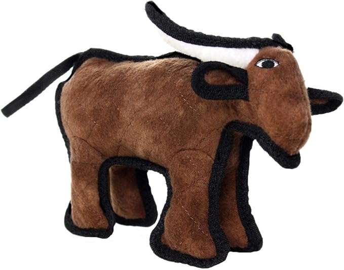 TUFFY - World's Tuffest Soft Dog Toy -Barnyard- Multiple Layers. Made Durable, Strong & Tough. Interactive Play (Tug, Toss & Fetch). Machine Washable & Floats. (Bull, Jr 2 Pack)