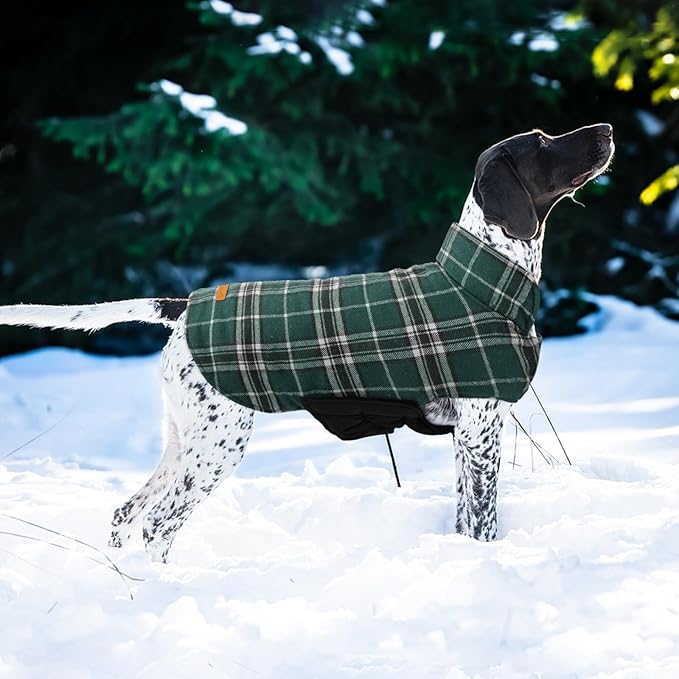 Kuoser Warm Dog Coat, Waterproof Dog Jacket for Extra Large Dogs, Adjustable Durable XXXL Doggie Winter Coat Reversible Puppy Cold Weather Apparel for Large Breed, Green 3XL