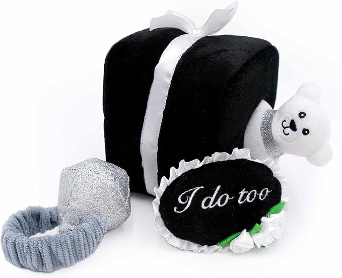 ZippyPaws Wedding Dog Toys - Wedding Ring Box Burrow, Gifts for Dog Couples, Fun Dog Engagement Toys for Photos, Rehearsals, After-Parties, and Wedding Gifts