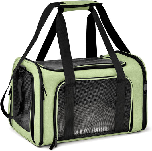 Pet Carrier for Small Medium Cats Dogs Puppies up to 15 Lbs, Airline Approved Small Dog Carrier Soft Sided, Collapsible Travel Puppy Carrier - Green
