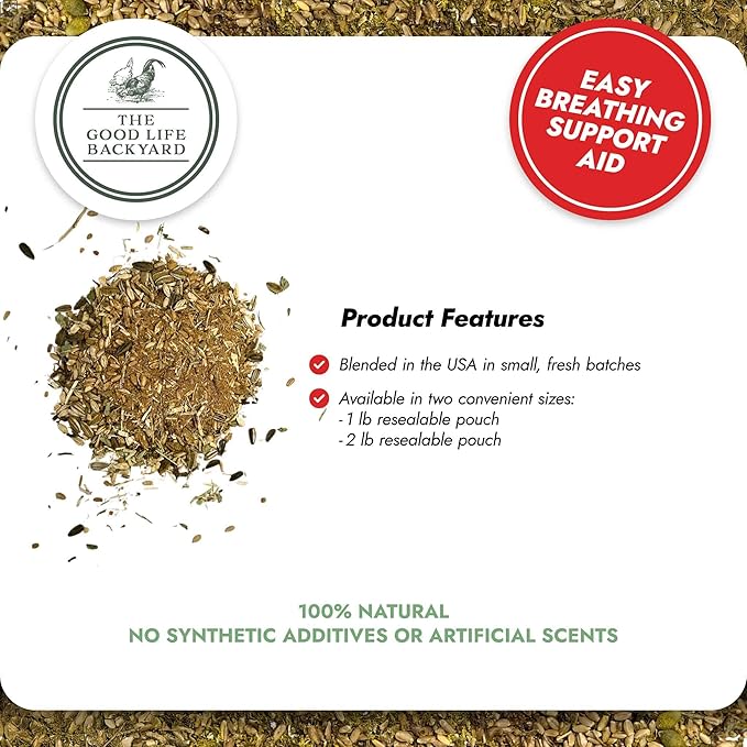 Good Life Backyard Respiratory Relief for Chickens – Aromatic Spice Blend for Respiratory Comfort (2 lb Pouch) | Hatching Time