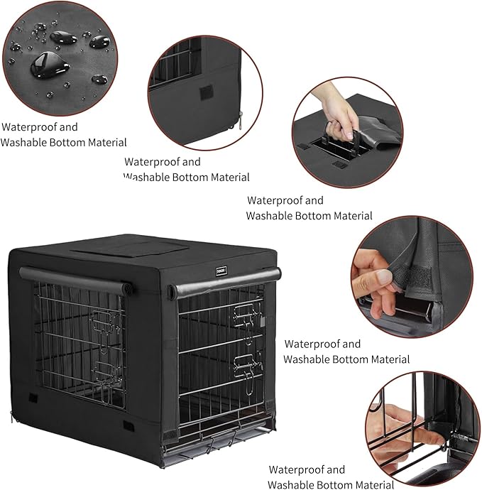 DONORO Dog Crates for Small Size Dogs Indoor Double Door Dog Kennels & Houses for Puppy and Cats, Collapsible Metal Contour Dog Cages (Black, 36.0" L x 23.0" W x 25.0" H)