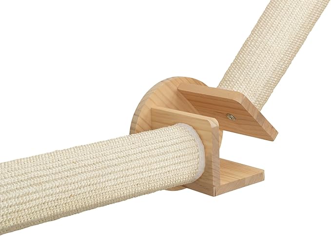 Trixie Cat Wall Furniture Set 2 - Cat Wall Scratcher, Climbing Shelves - 3 Sisal Rope Scratching Posts - Elevated Shelf - Natural/White