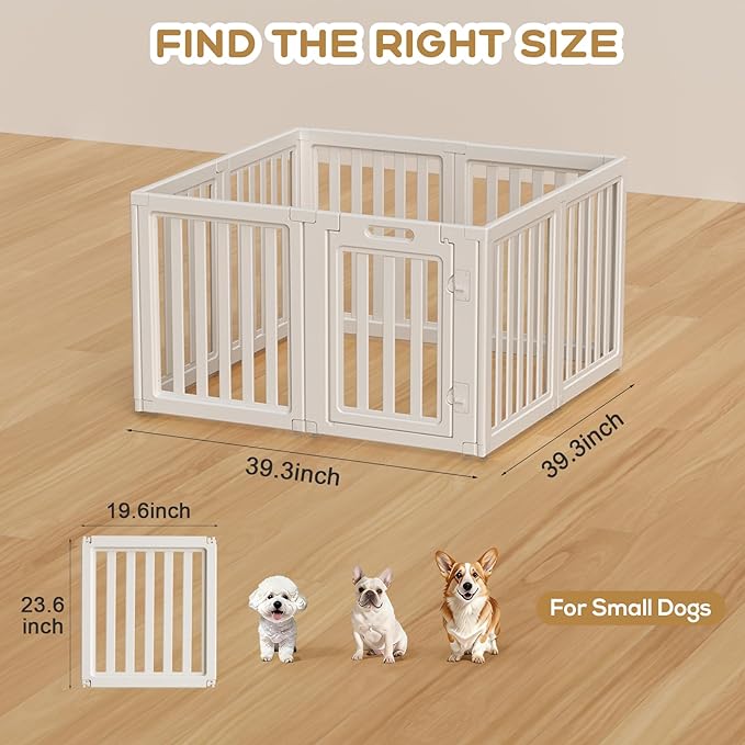 Dog Playpen, Clear Dog Pen, Dog Pen Indoor, Easy to Install and Remove Dog Play Pen, Puppy Playpen Suitable for Dogs, Cats,Dog Playpen Indoor (White, 23.6 inch Height, 8 Panels)