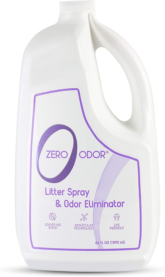 Zero Odor Litter Odor Eliminator, Cat Litter Box Deodorizer, Pet Safe Formula for All Litter Types, Refill, 64 oz