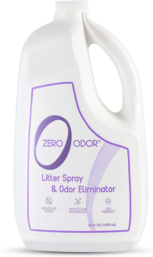 Zero Odor Litter Odor Eliminator, Cat Litter Box Deodorizer, Pet Safe Formula for All Litter Types, Refill, 64 oz