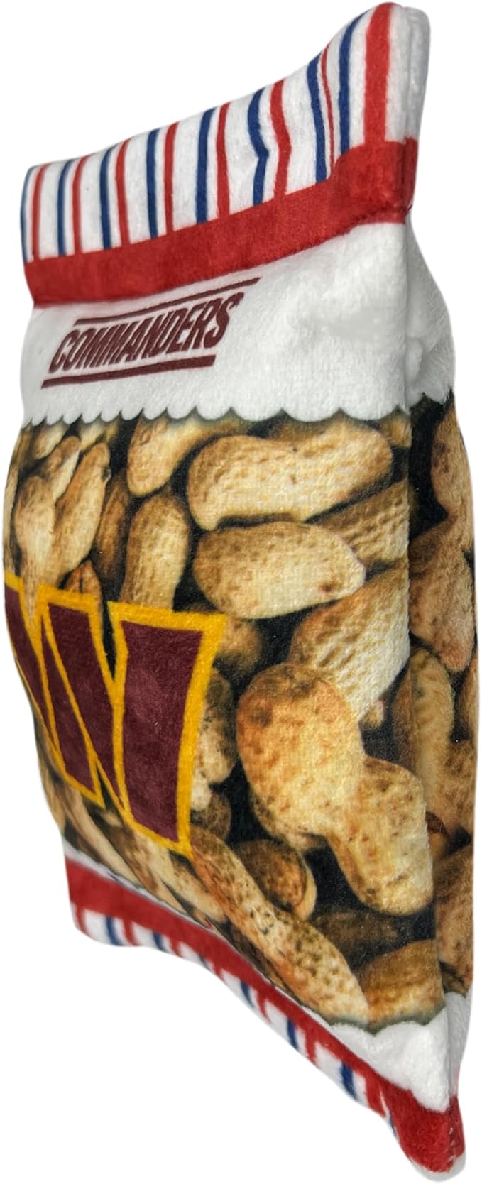 Pets First NFL Washington Commanders Crinkle FINE Plush Dog & CAT Squeak Toy - Cute Stadium Peanuts Snack Plush Toy for Dogs & Cats with Inner Squeaker & Beautiful Baseball Team Name/Logo (WAC-3346)