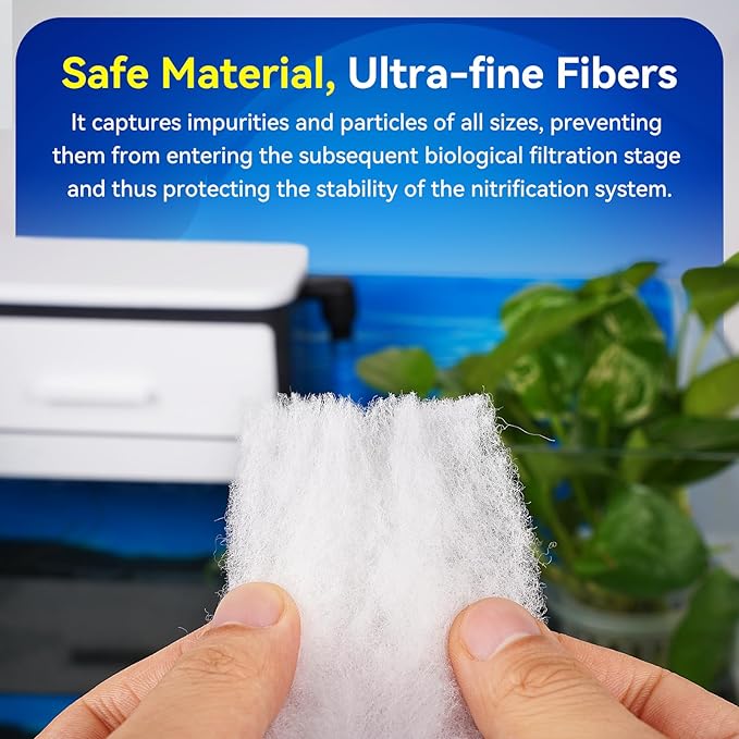 Borlech Aquarium Filter Floss Pad - Mechanical & Polishing Polyester Media for Fish Tank Filters, Ultra-Clear Water in No Time, 3/4" Thick (78.8” x 11.8”) 2 Pack