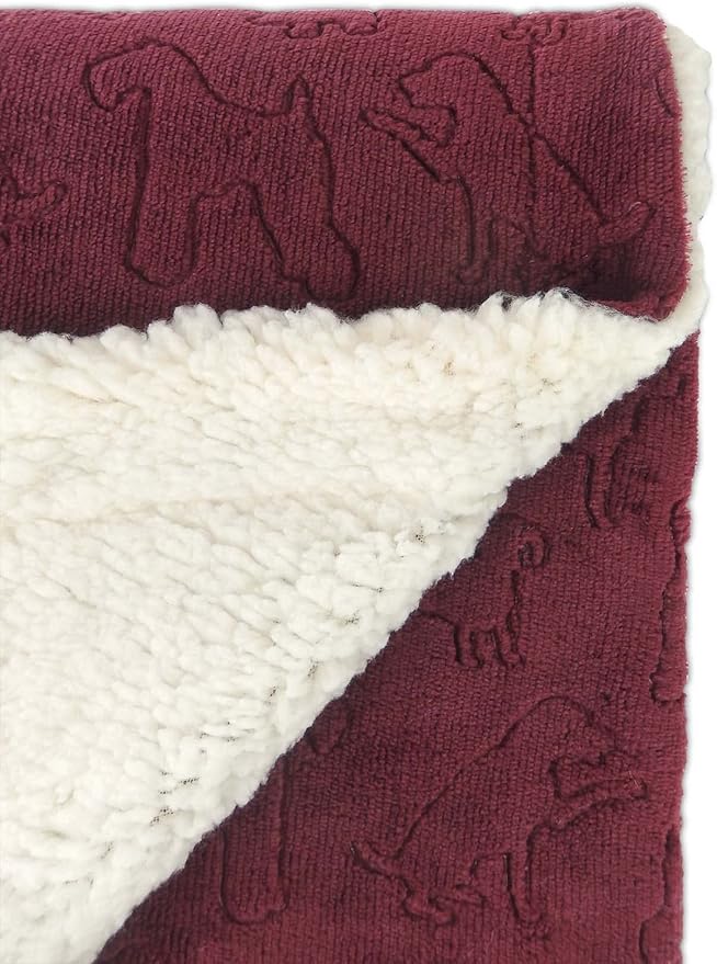 American Kennel Club Premium Velvet Sherpa Pet Blanket Soft and Warm Pet Throw for Dogs & Cats – 40”x30” - Wine