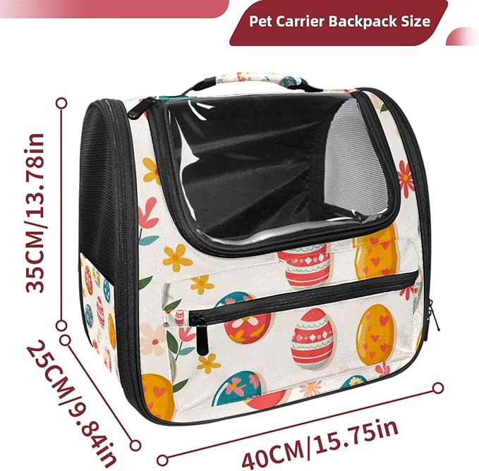 Happy Easter Pet Travel Carrier | Ventilated Comfortable Design with Safety Features | Ideal for Small to Medium Sized Pets Cats, Dogs etc