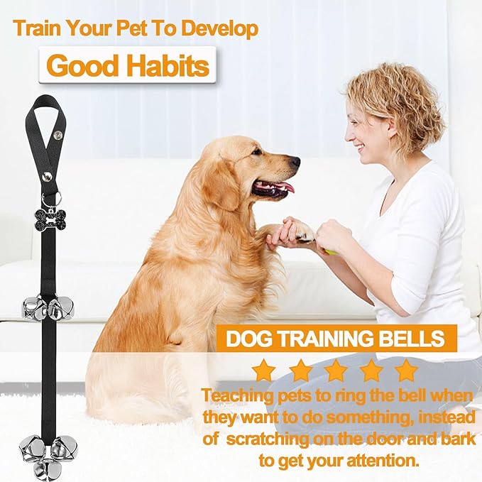 Dog Bells, Puppy Potty Training Bell Dog Doorbell Potty Train Dog Bell for Potty Training Door Bells for Dogs to Ring to Go Outside Jingle Bells (Black1, 1 PCS)